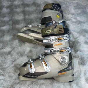 Head Men's Ski Boots in Light Gray with Silver and Orange Accents